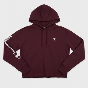 Champion Hoodie Women Small Burgundy Logo Sleeve Pullover Sweatshirt